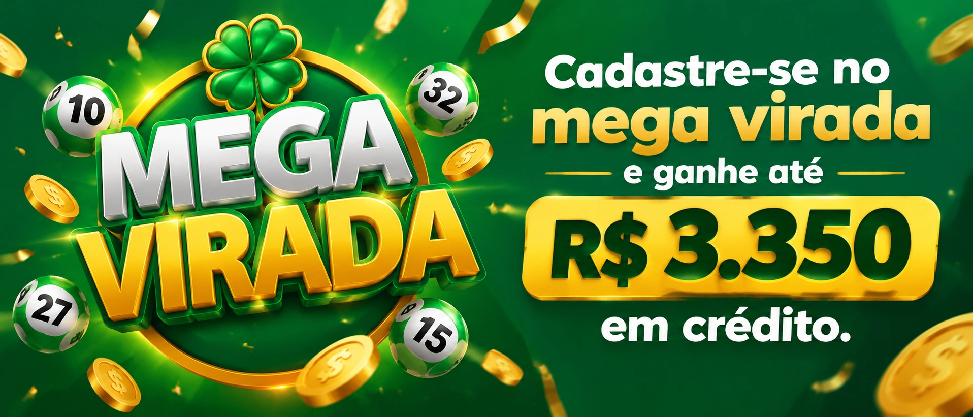 Catálogo da Mega Virada exibindo área de jogos e navegação por categorias