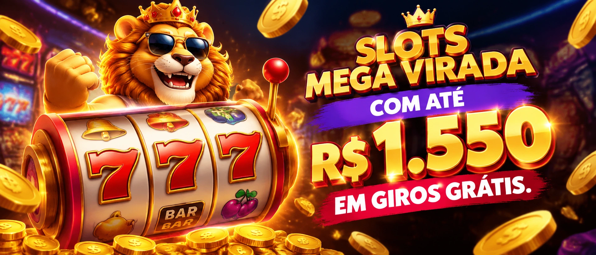 Interface temática do mega virada com foco em slots online